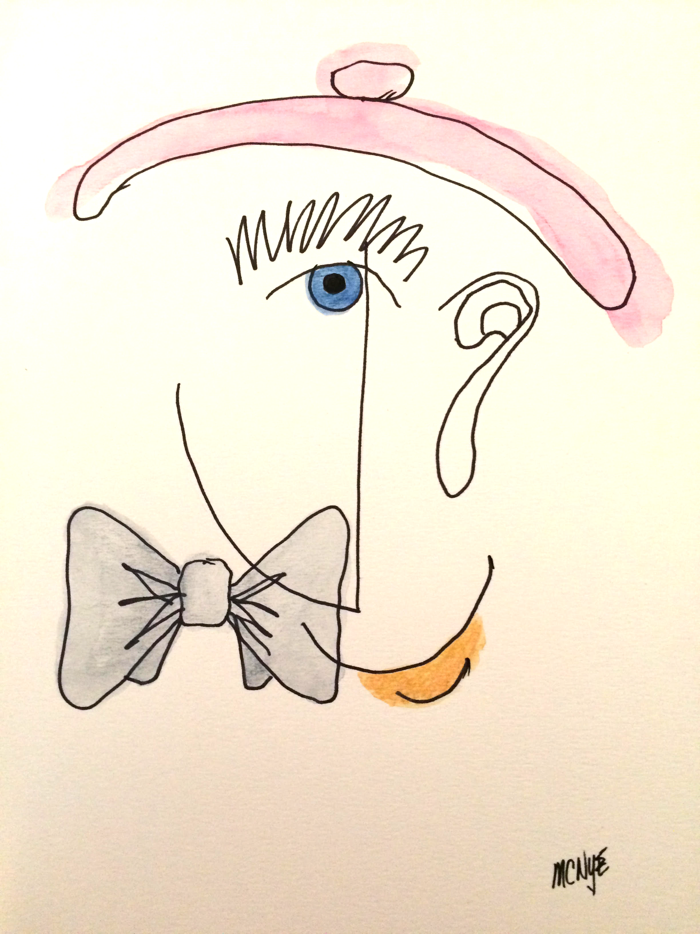 THE FRENCH GENTLEMAN - Watercolor & ink on paper, 11"w x 13.5"h 