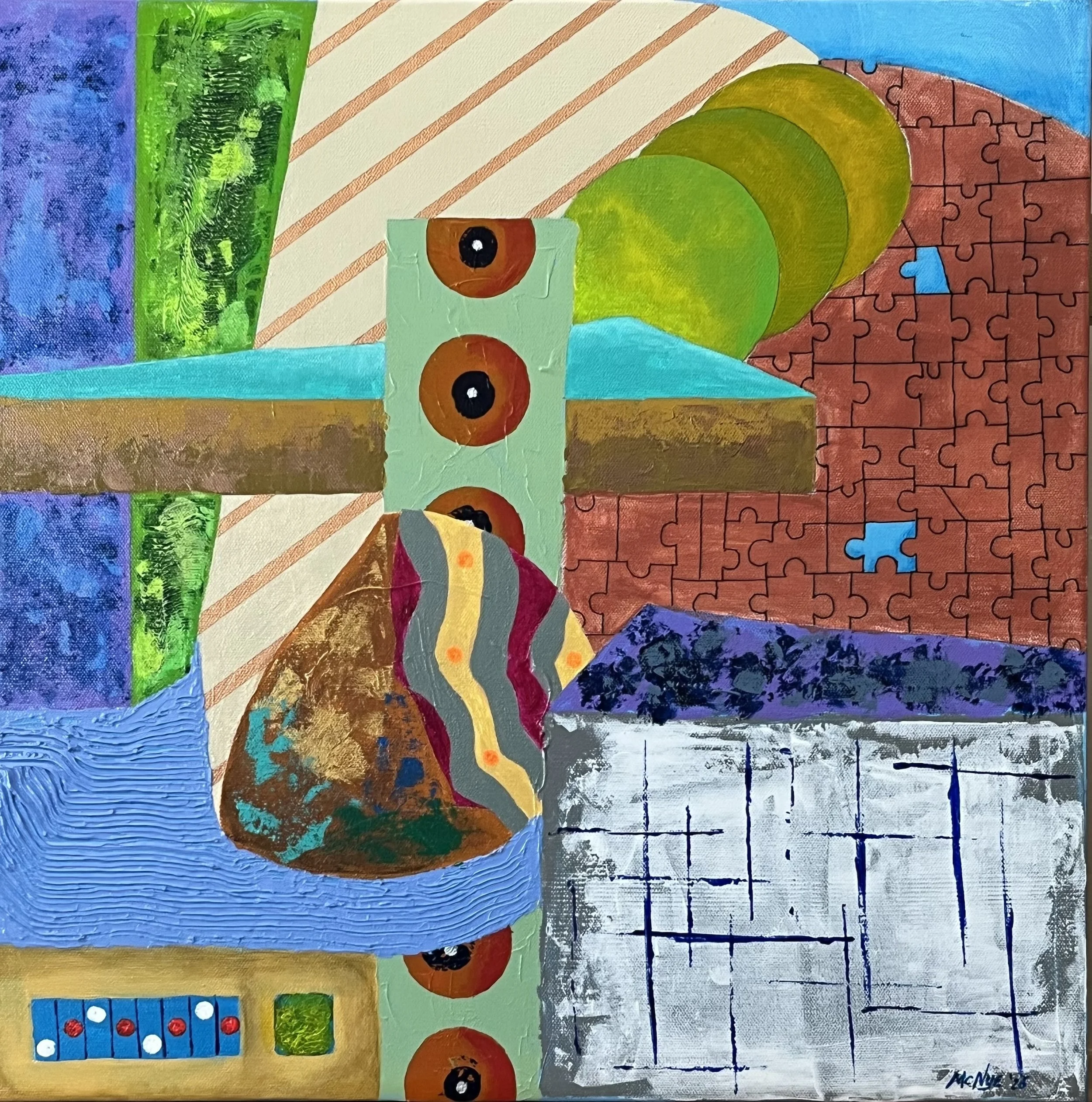 MISSING PIECES - Acrylic on stretched canvas, 20"h x 20"w x 1.5"d