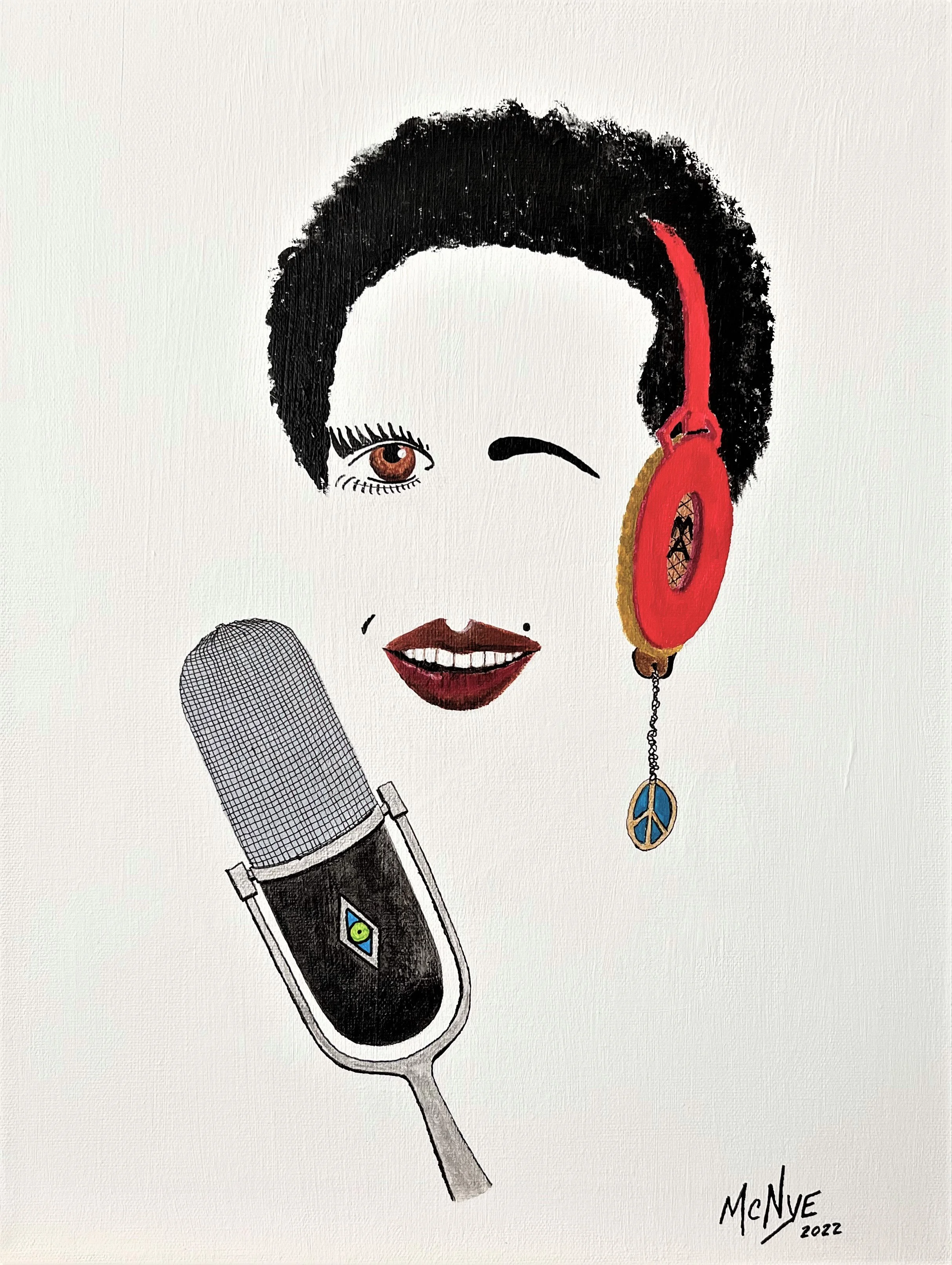 THE RADIO DJ - Acrylic on stretched canvas, 14"w x 18"h x .0.75"d