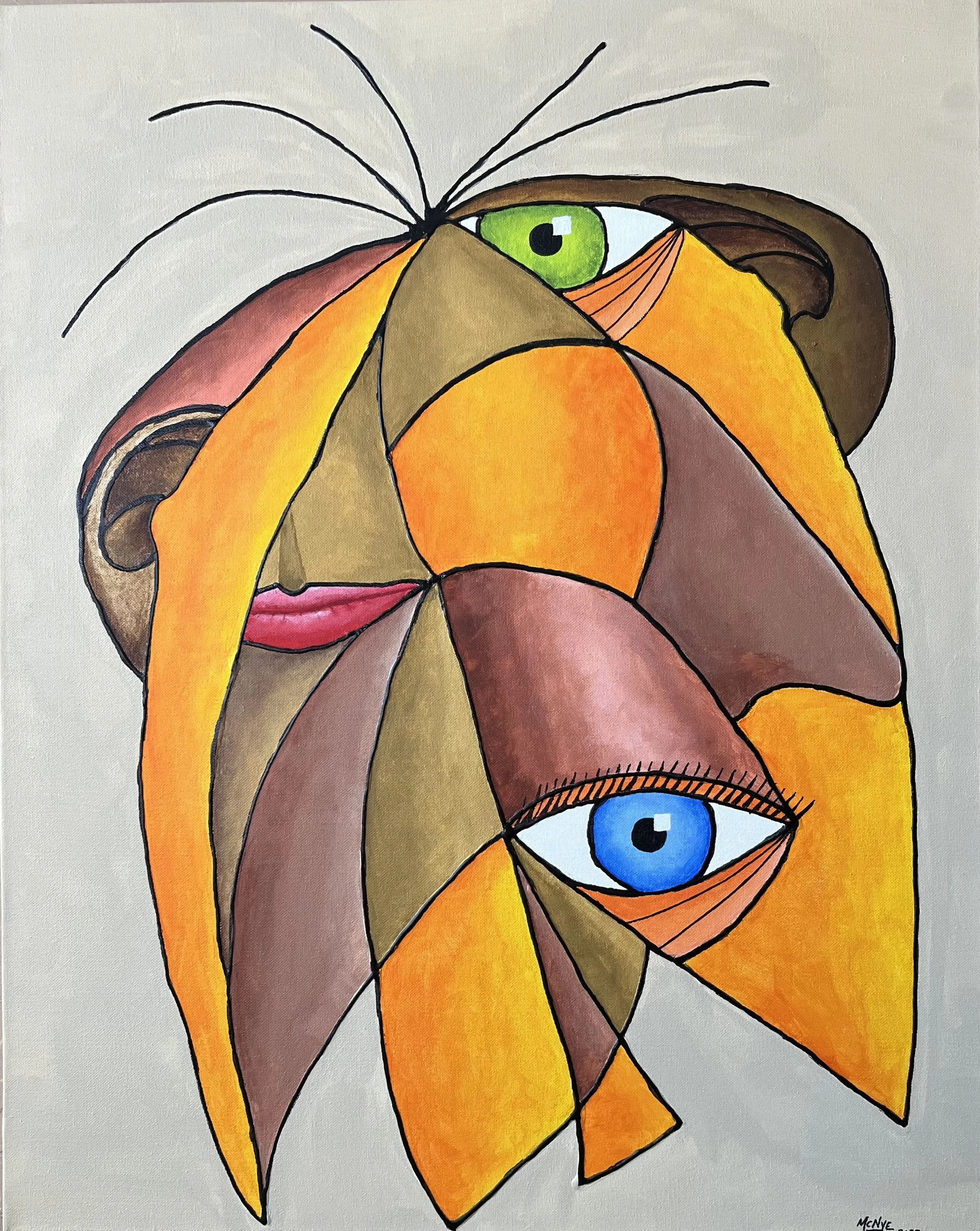DISLOCATED GAZE - Acrylic on stretched canvas, 24"h x 30"h x 1.5"d