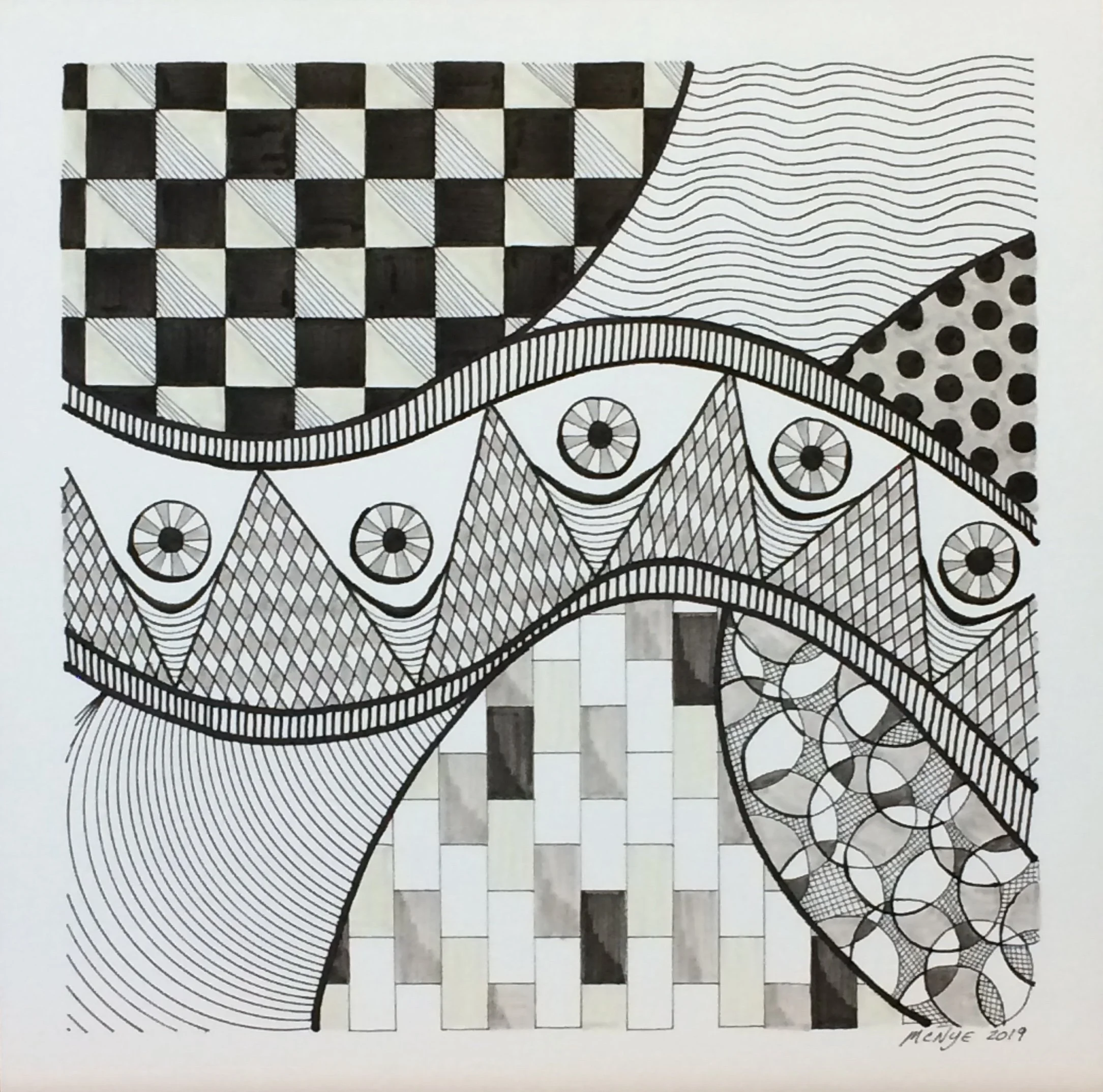 ART OF PATTERNS #1 - Ink on paper, 12"w x 12"h