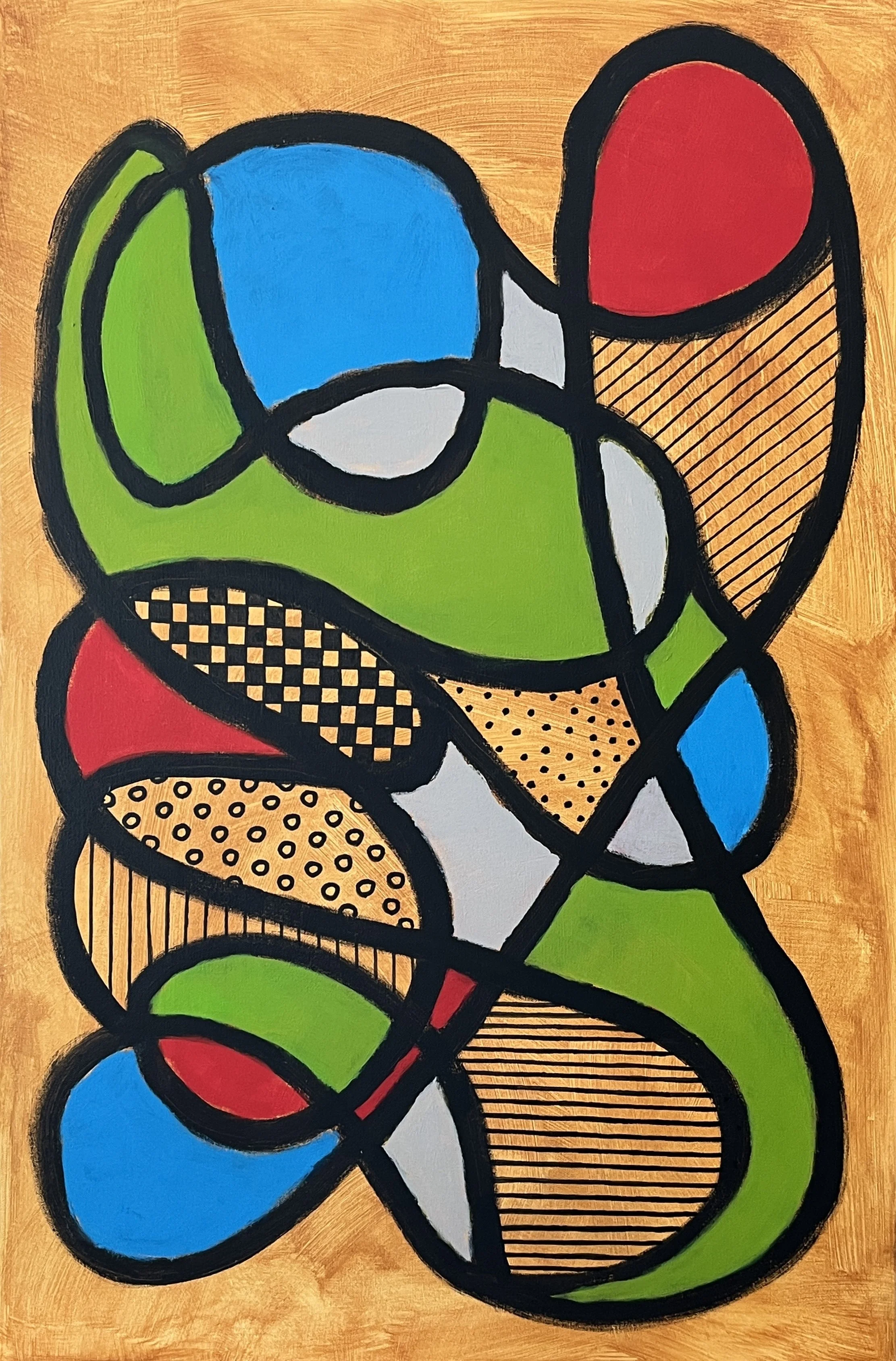 MISH MOSH - Acrylic on stretched canvas, 36"h x 24"w x 0.75"d, (FRAMED)