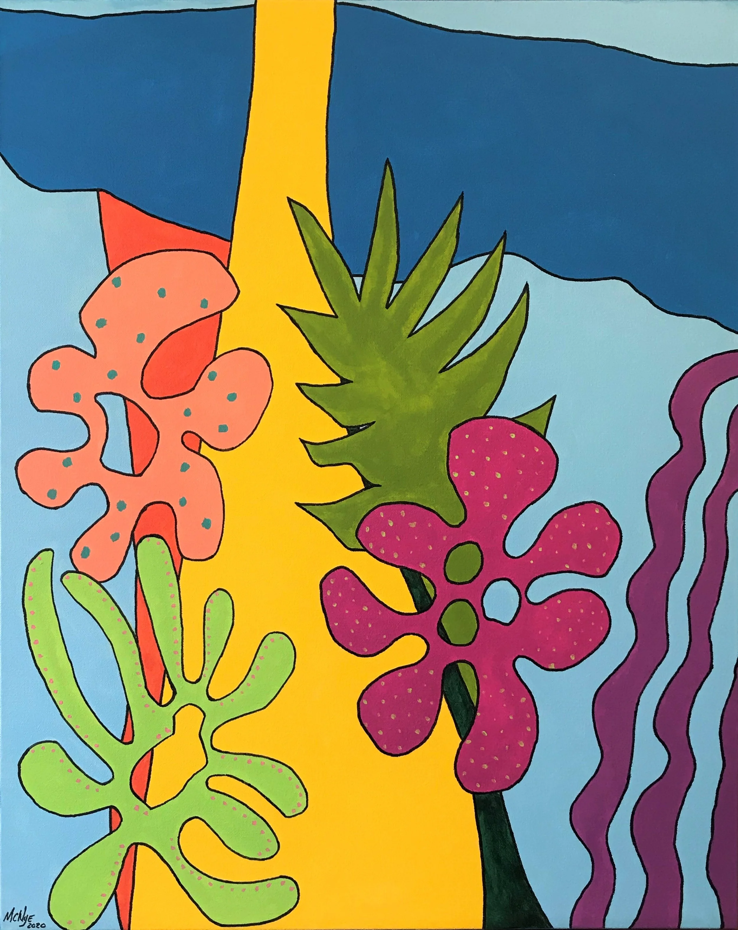 WATER GARDEN - Acrylic on stretched canvas, 24"w x 30"h x 1.5"d