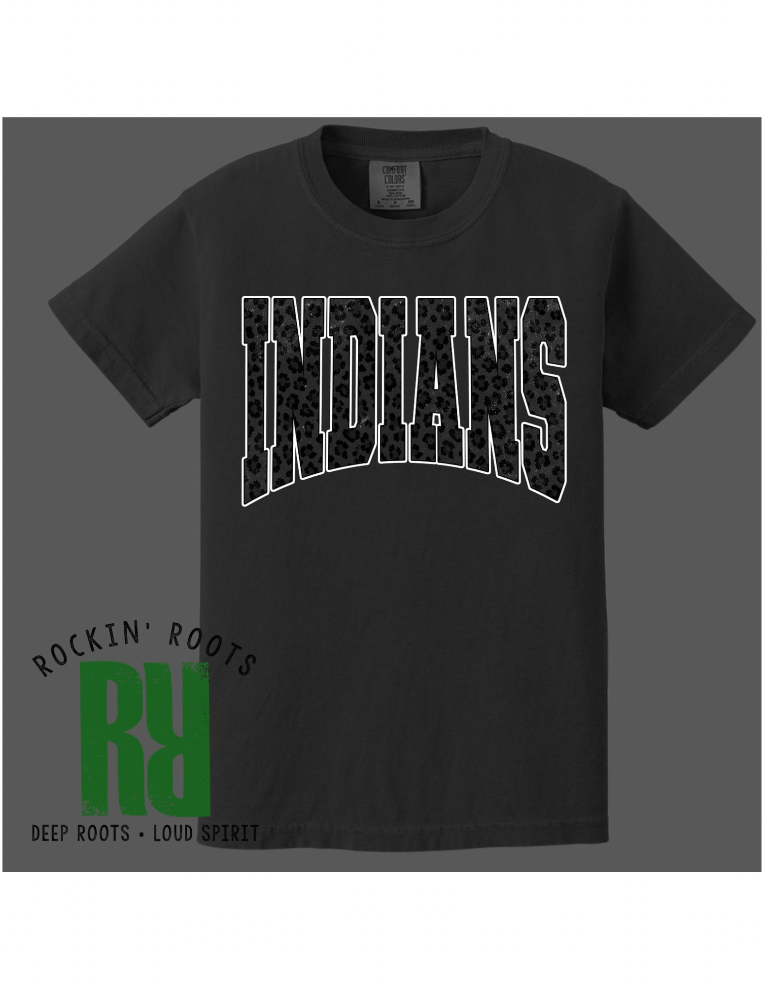 Distressed Black Leopard Indians T-Shirt