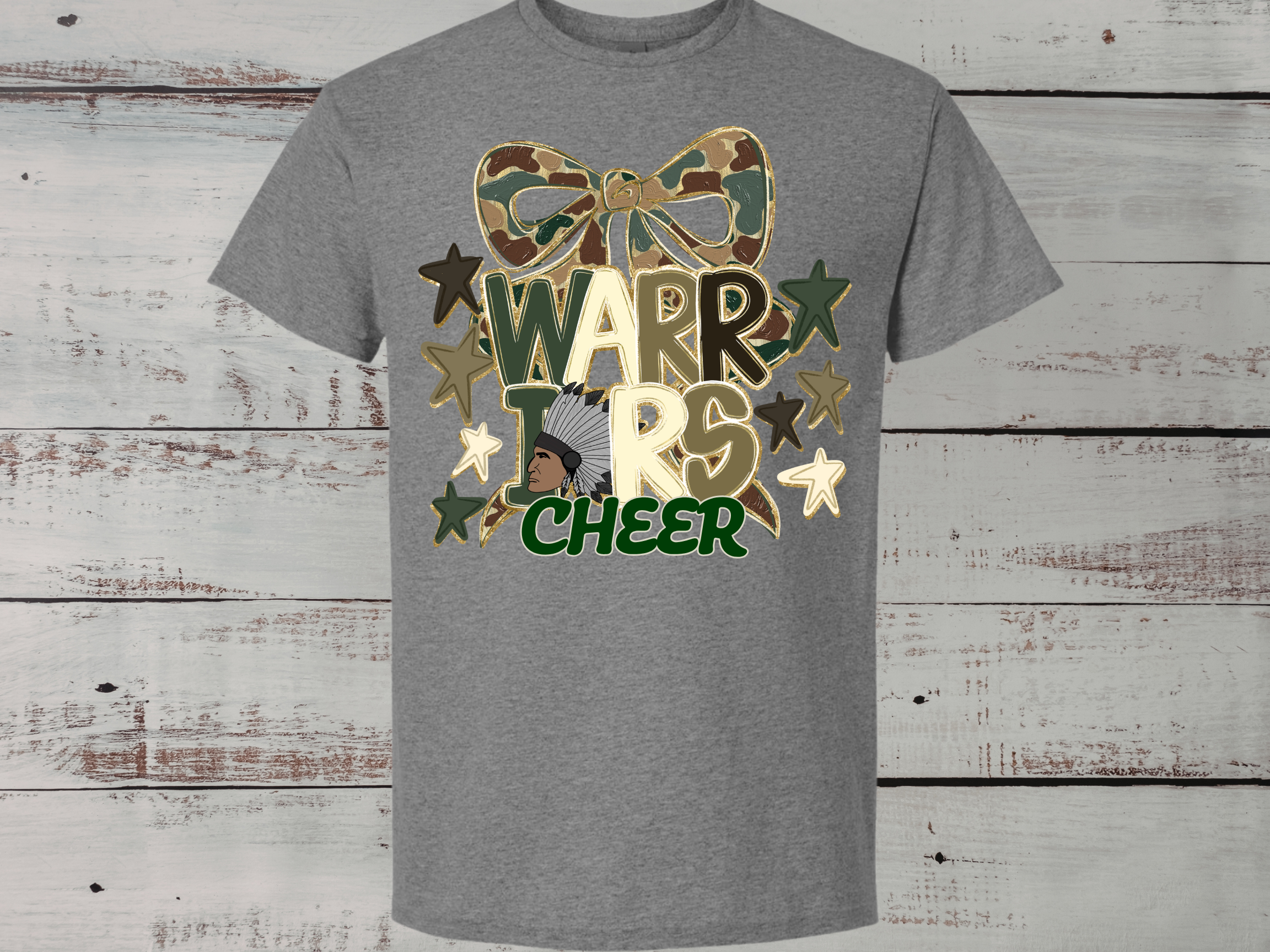 Camo Warriors Cheer Bow Tee