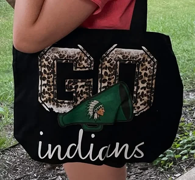 Custom GO INDIANS Megaphone Tote Bag