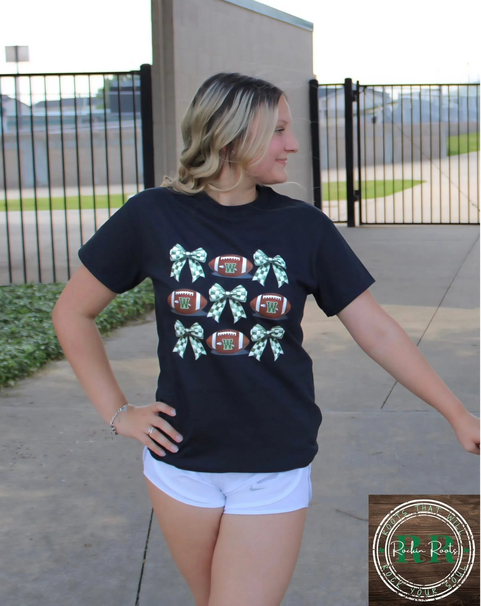 Mascot Football and Bows Tee