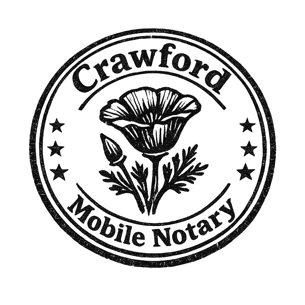 A black circular stamp with a flower design and stars, containing words 'Craved for' at the top and 'Mobile Tag' at the bottom.