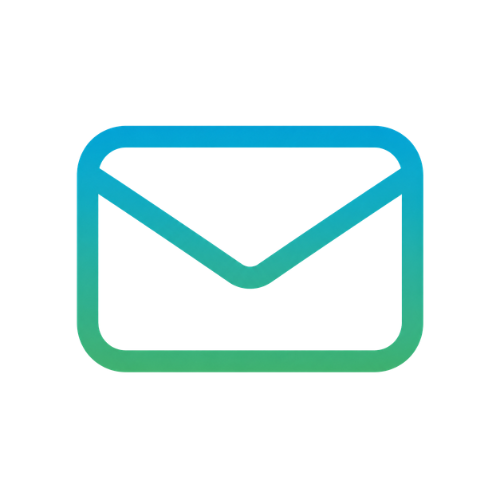 Icon of an envelope, representing email or messaging with a gradient from blue to green.