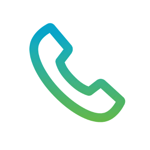 Phone receiver icon with a gradient from blue to green.