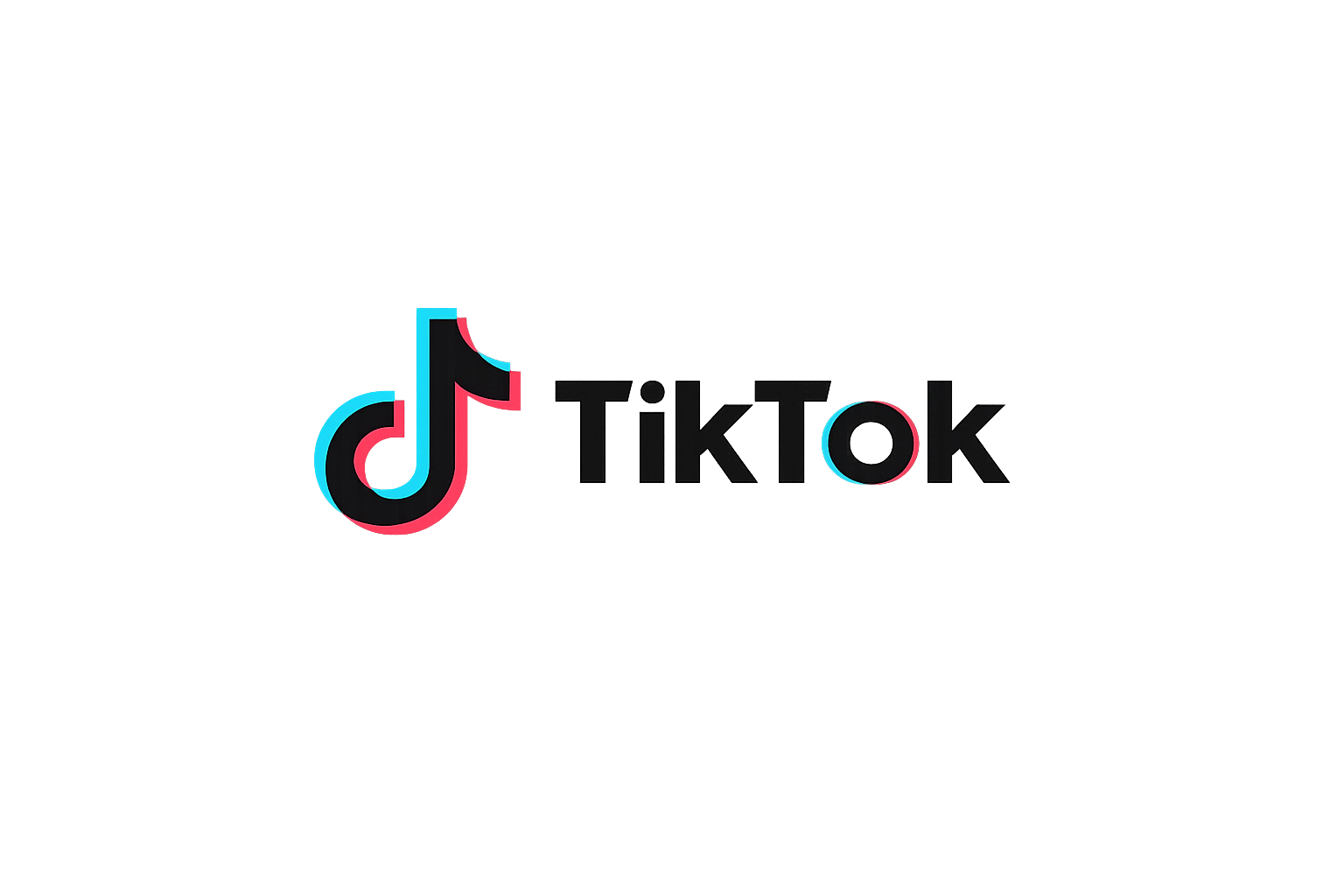 The TikTok logo in a digital, glitchy, and distorted style with dark and neon background colors.