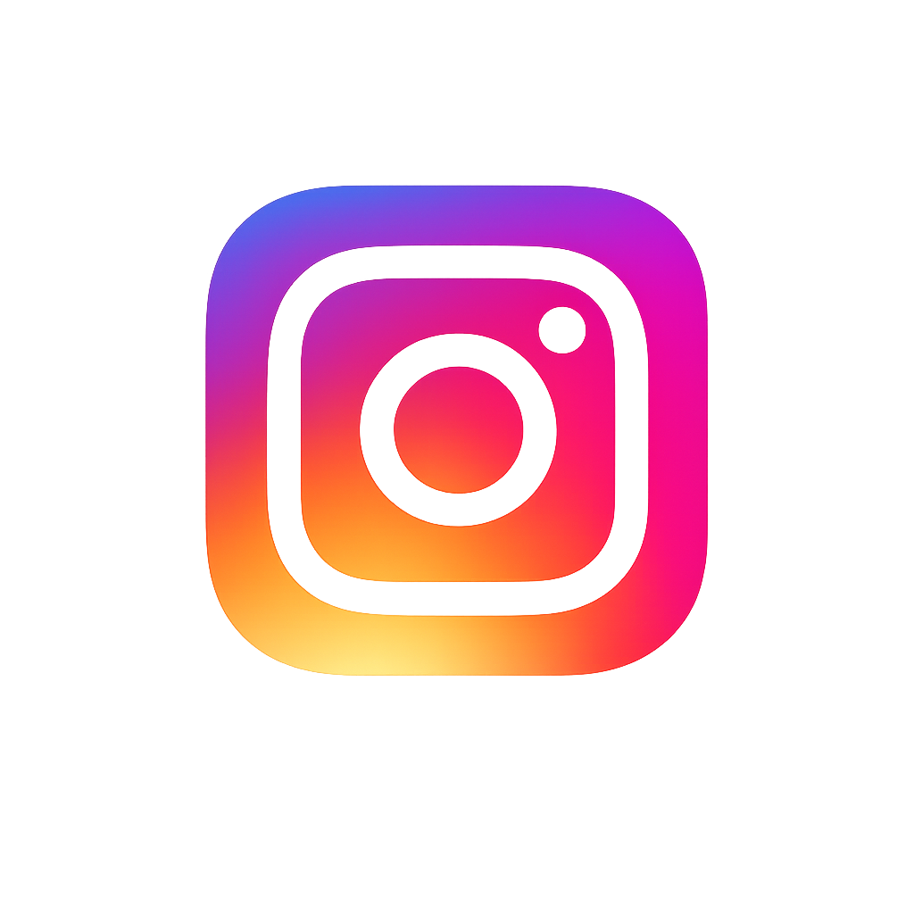 Colorful Instagram logo icon with a gradient of purple, pink, orange, and yellow on a black background.