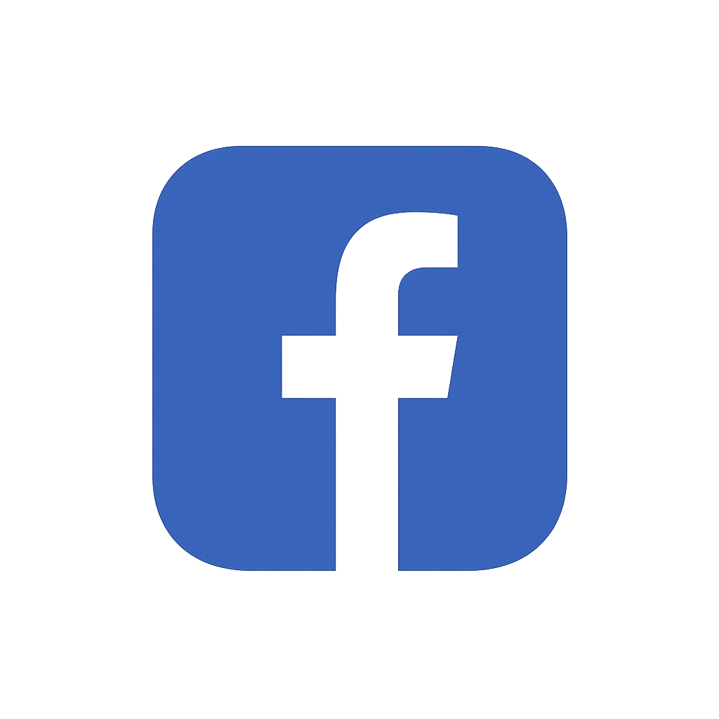 Facebook logo with a black background.
