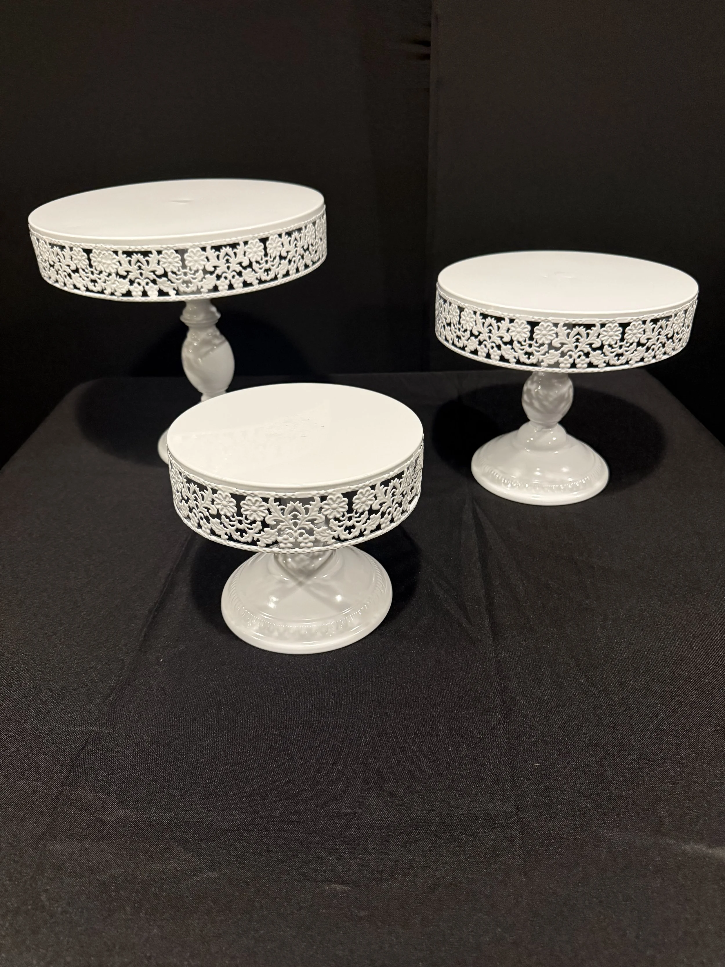 3 White Dessert Stands 