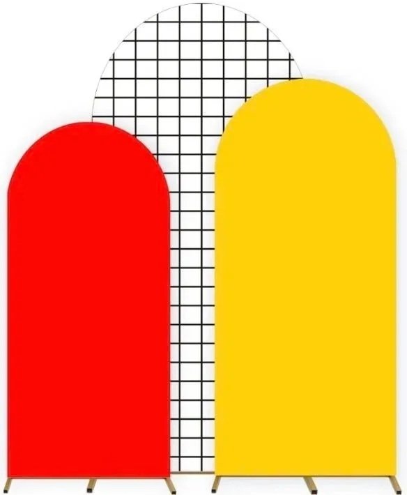 Yellow/Red/Checkered Spandex Arch Backdrop