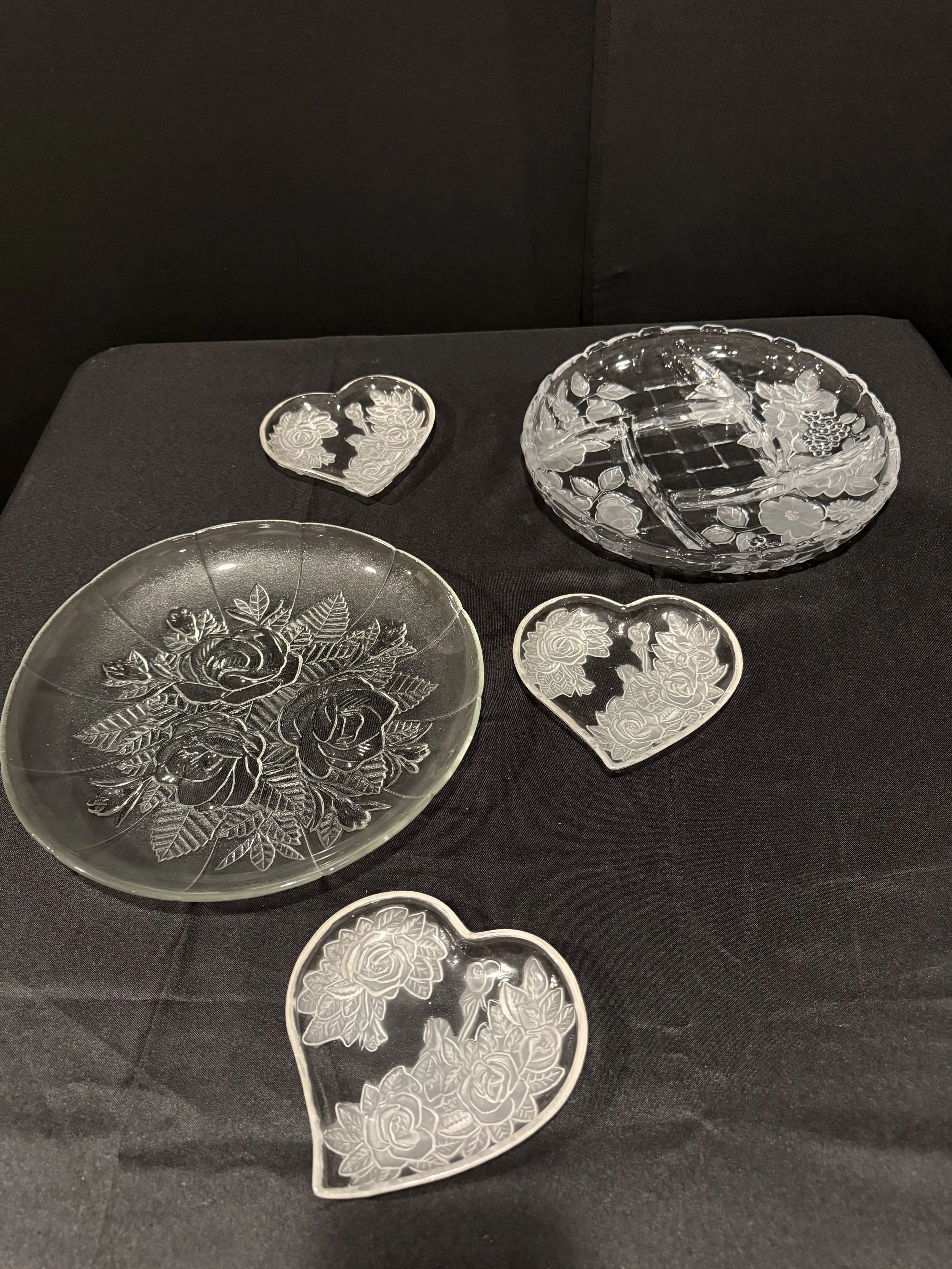 Flower Pattern Crystal Serving Platters