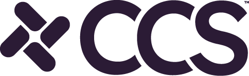 Logo with a cross and the letters 'CCS' in black against a white background.