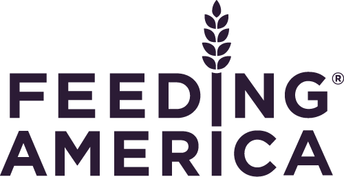 Feeding America logo with purple text and a stylized wheat stalk above the 'I' in 'FEEDING'.