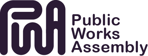 Logo of Public Works Assembly featuring stylized purple text.