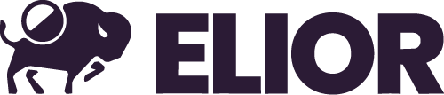 Logo featuring a purple stylized buffalo with the text 'ELIOR' in bold purple letters