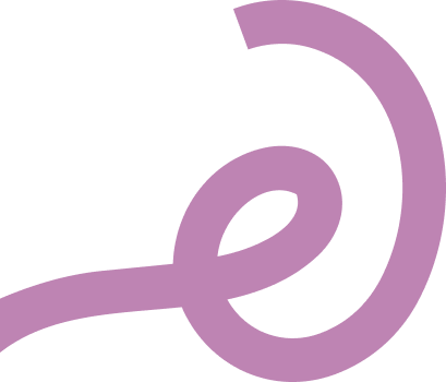 Vibeen signature purple line drawing of a swirl