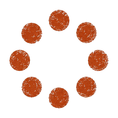 Six basketballs arranged in a circle against a black background