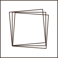 Geometric drawing of an outline square with sections divided by vertical, horizontal, and half circle lines.