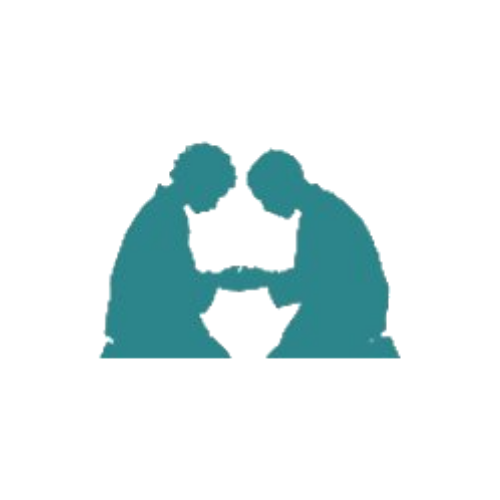 Two people face each other with their foreheads touching, each holding a chess piece.