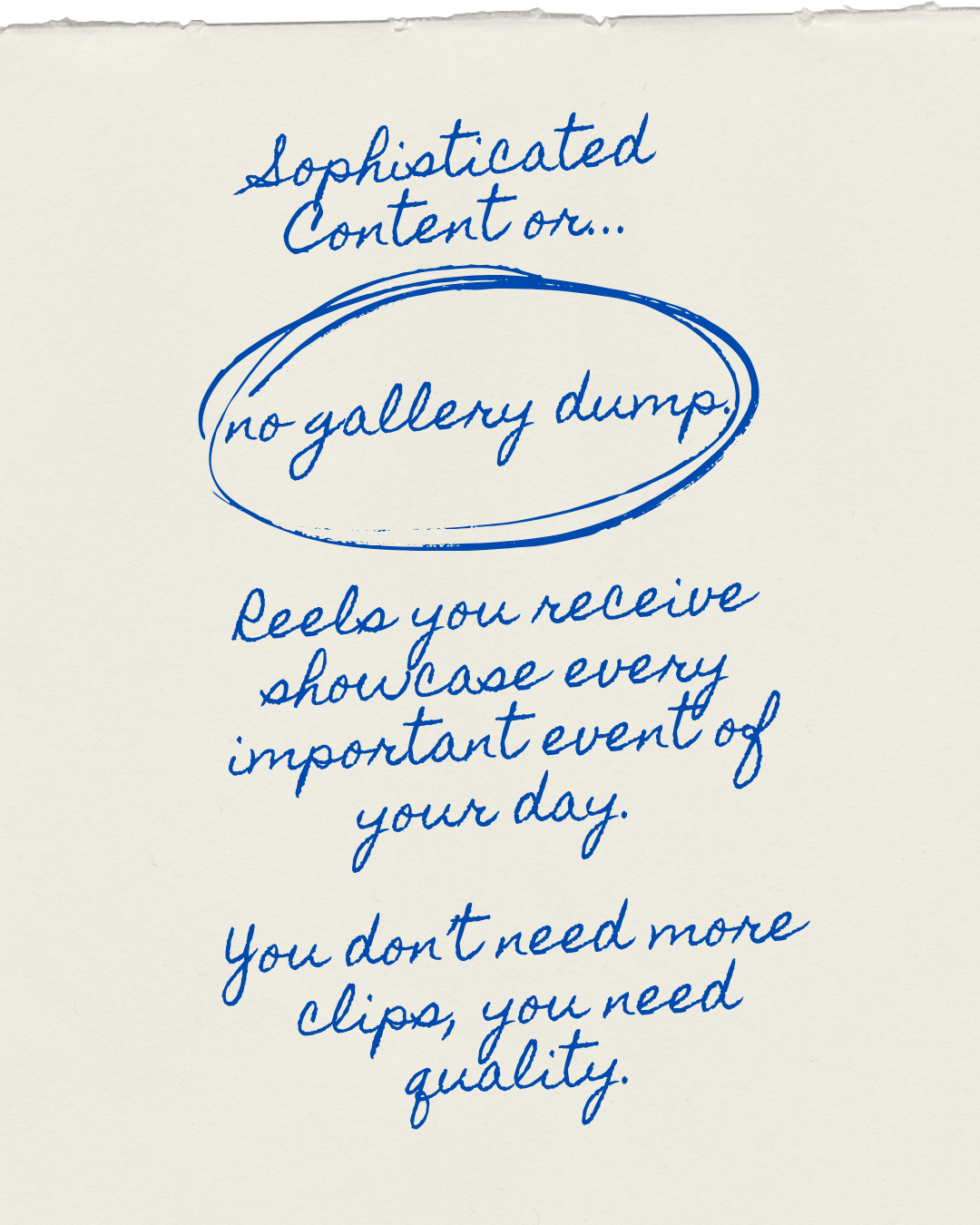 Sophisticated content or... 'no gallery dump'.  Wedding Reels you receive showcase every important event of your day. You don't need more clips, you need quality.