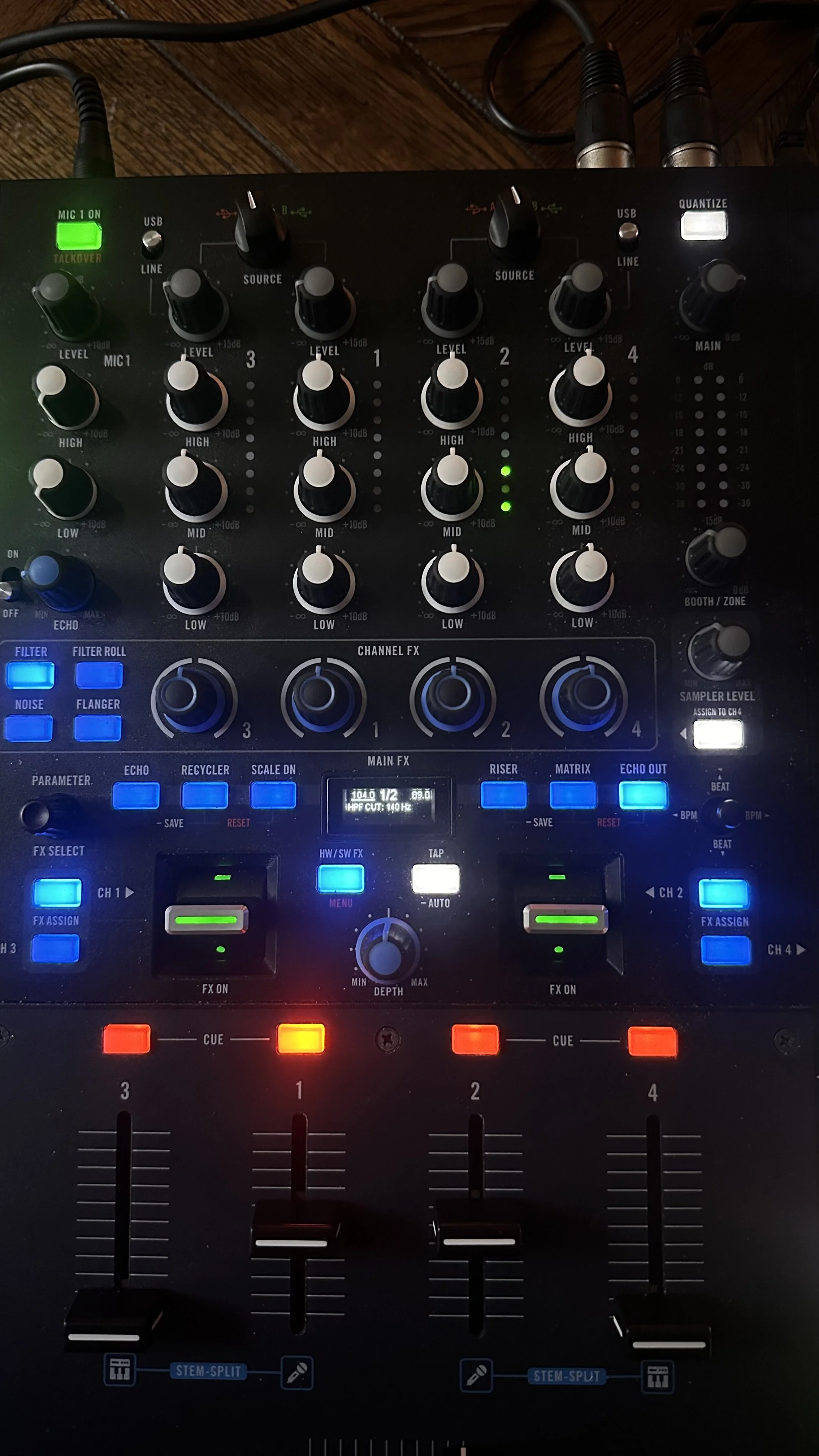 Lucky Evi's DJ controller and mixer setup