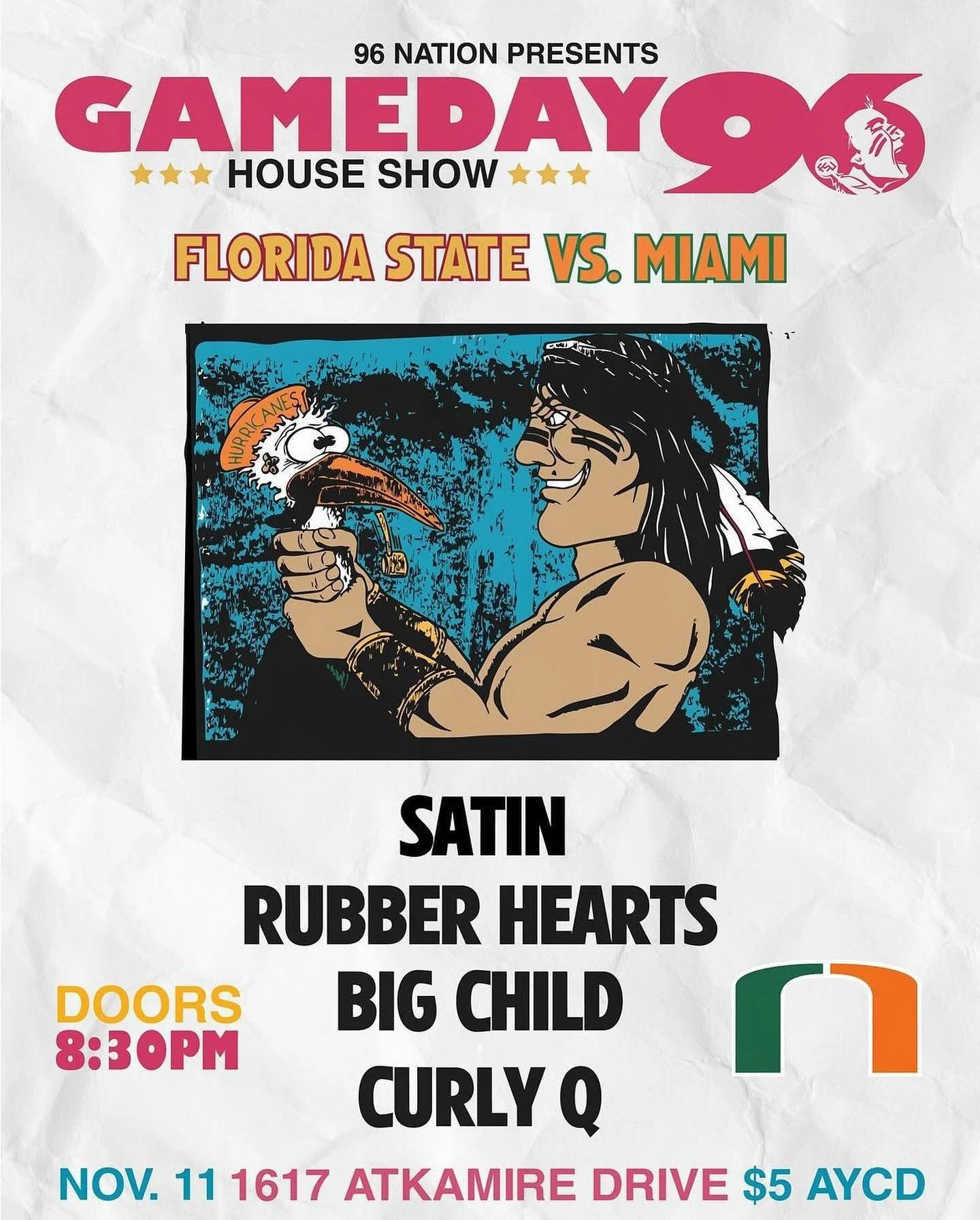 We&rsquo;re ready for you Tally!! Come hang with us on Saturday with @satintheband @bigchildband and @curlyqtheband It&rsquo;s gonna be sick❤️&zwj;🔥 @96nationfl 

#rubberhearts #rocknroll #tallahassee #fsu #punk #grunge