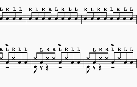 Musical notation with notes, fingerings, and annotations for guitar or similar string instrument.