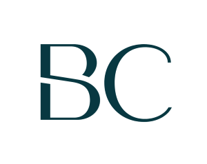 Black letters 'B' and 'C' on a white background.