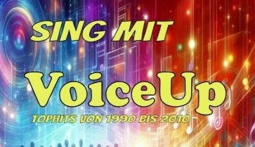 Der Flyer in unserem Amtsblatt war sehr bunt. Mit gelber Schrift steht dort gewschrieben: Sing mit. VoiceUp. Tophits von 1990 bis 2010.