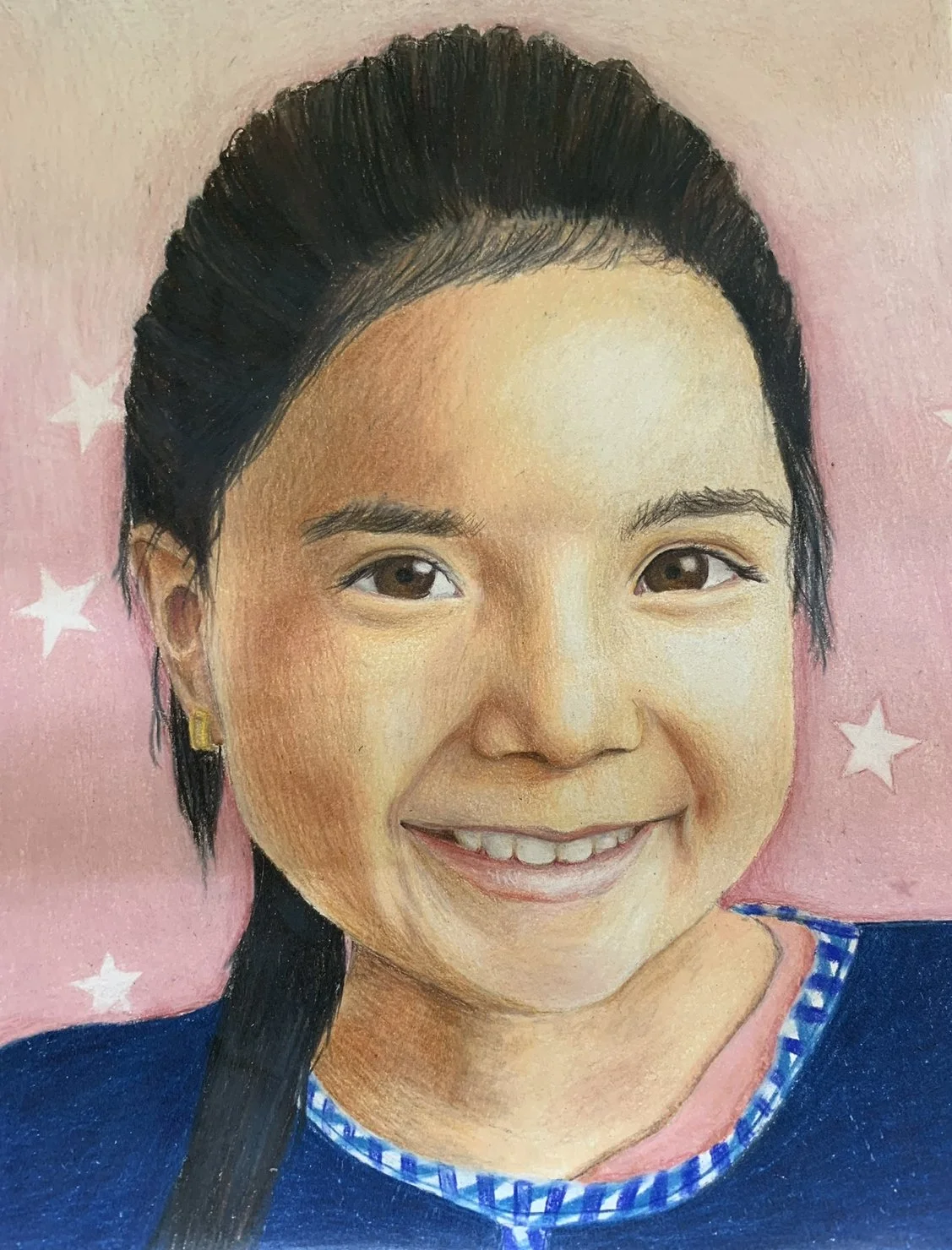 Brunette Girl Commission, Colored Pencil, 2019