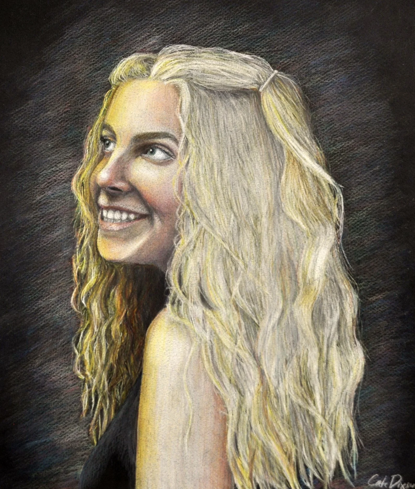 Self-Portrait, Colored Pencil on Black Paper, 2019