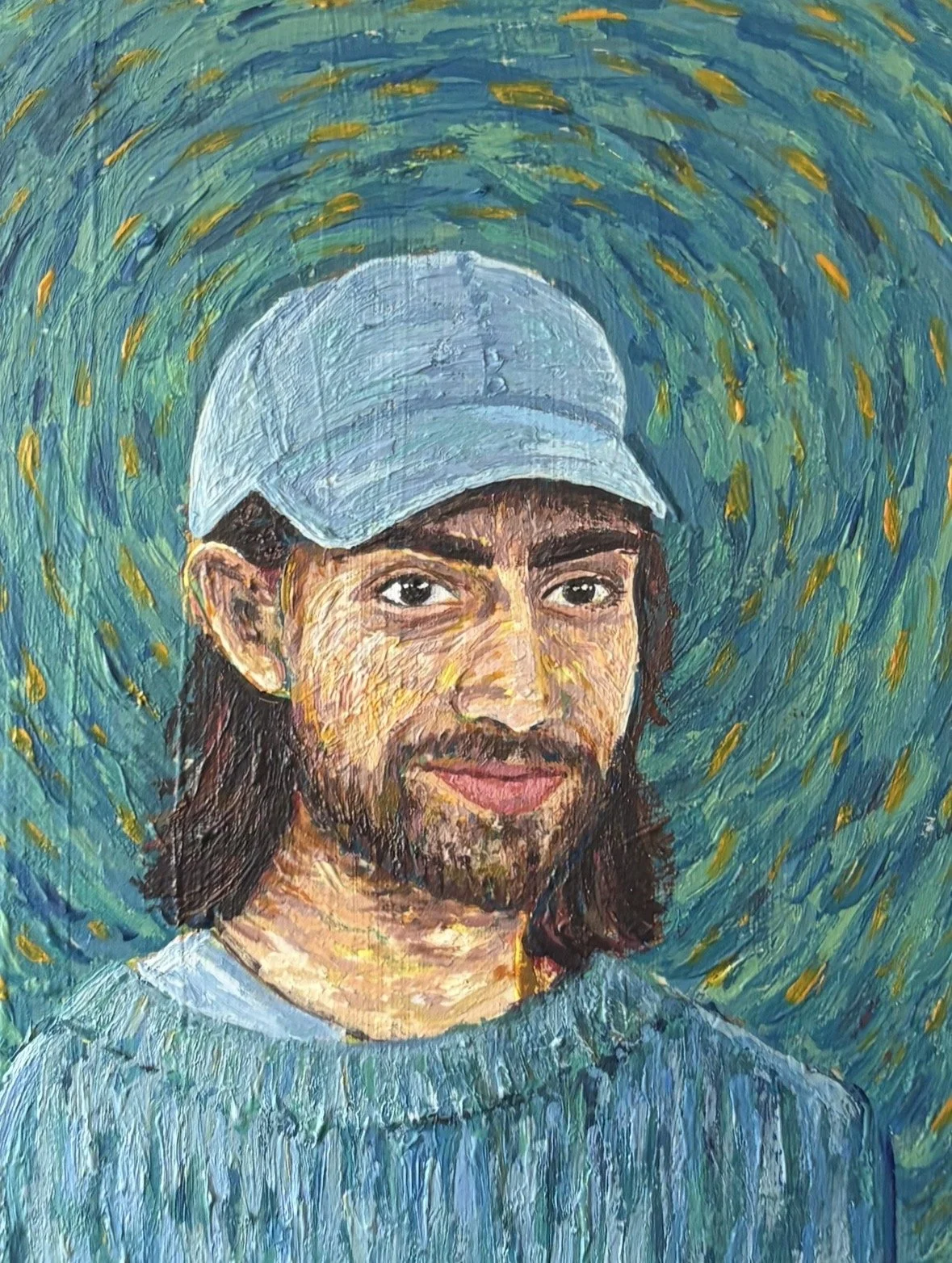 Adam, Acrylic on Wood, Inspired by Van Gogh, 2025