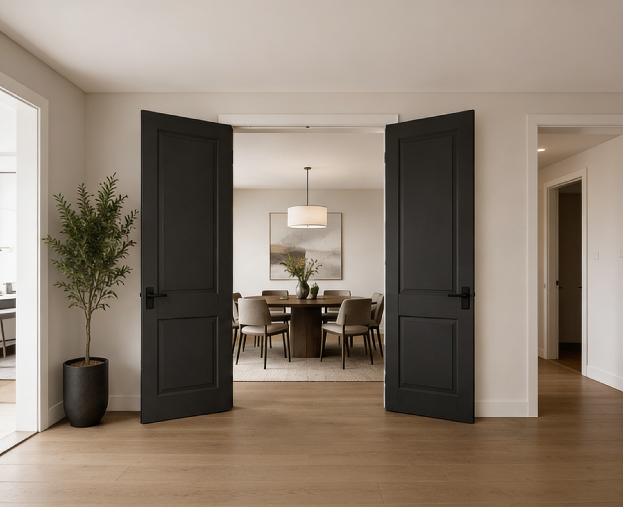 Double interior doors for larger openings in Dallas homes