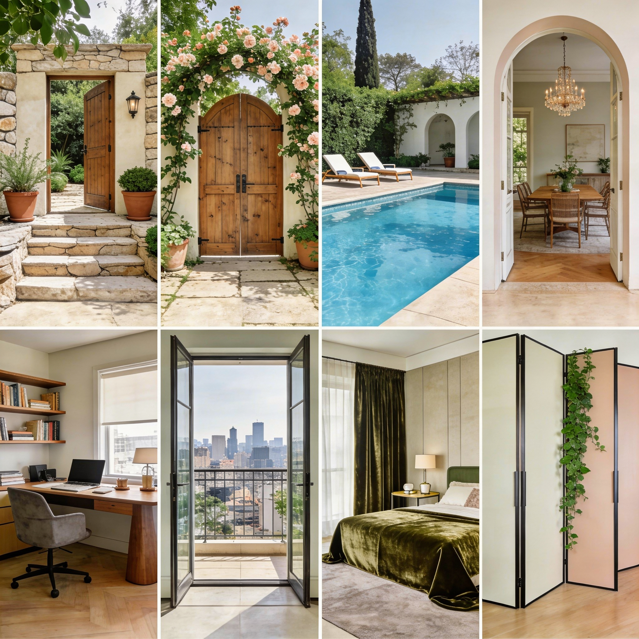French door applications for patios, home offices, pool areas, and interior spaces