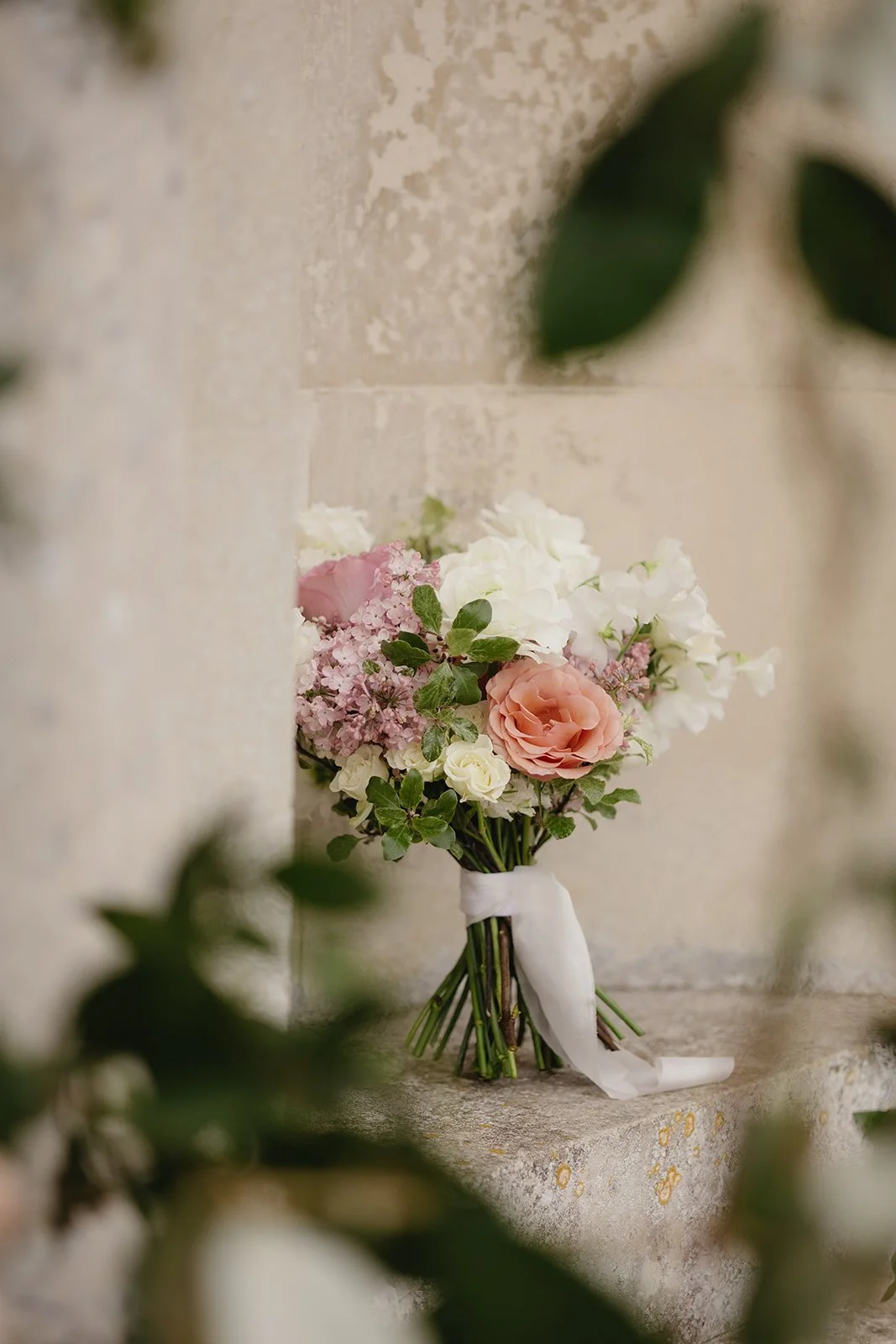 White and Pink Wedding Flowers - Dorset Wedding Florist - Lulworth Castle Wedding