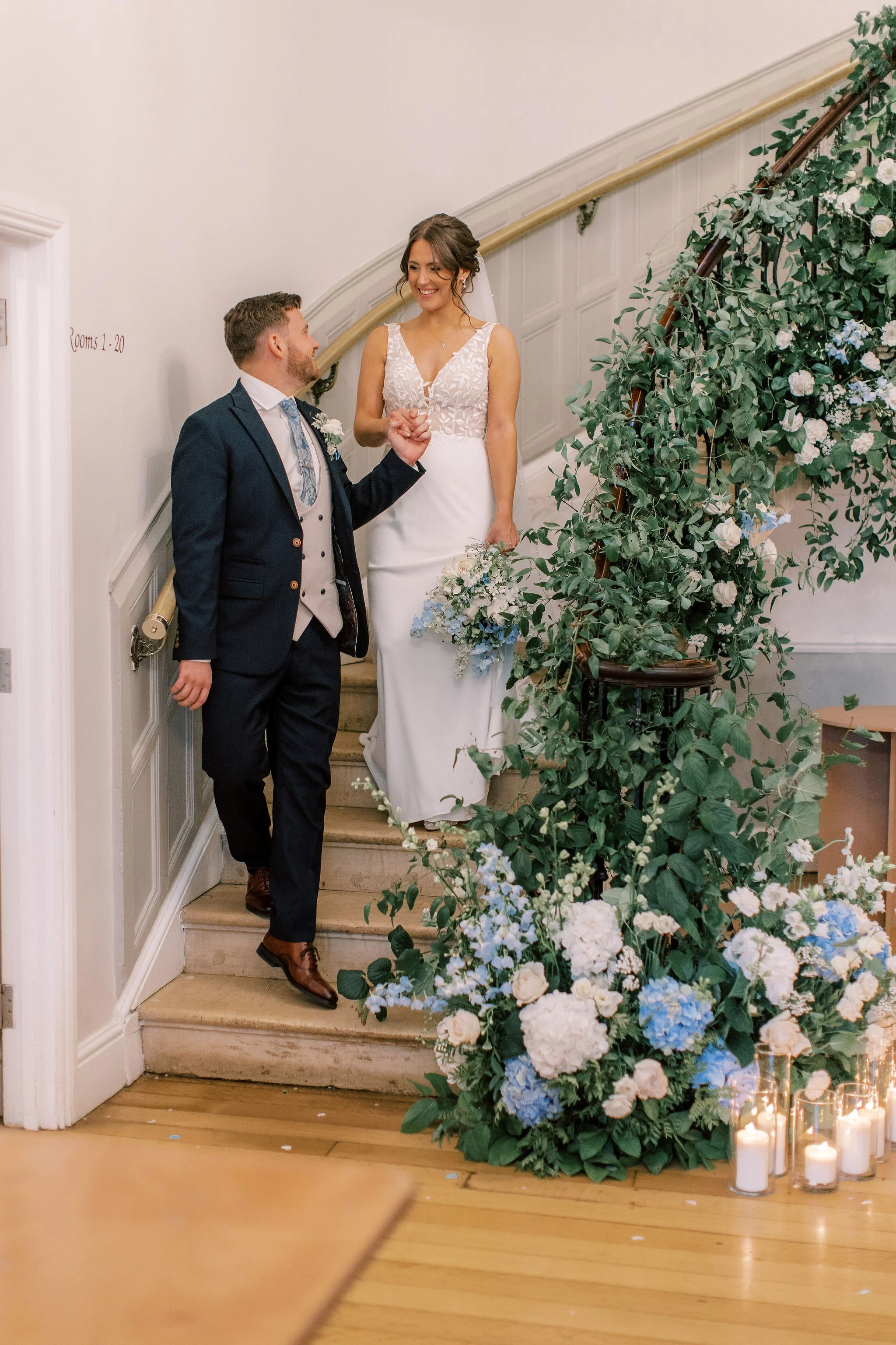 Blue and white wedding flowers - Cotswolds Wedding Florist - Eastington Wedding Flowers