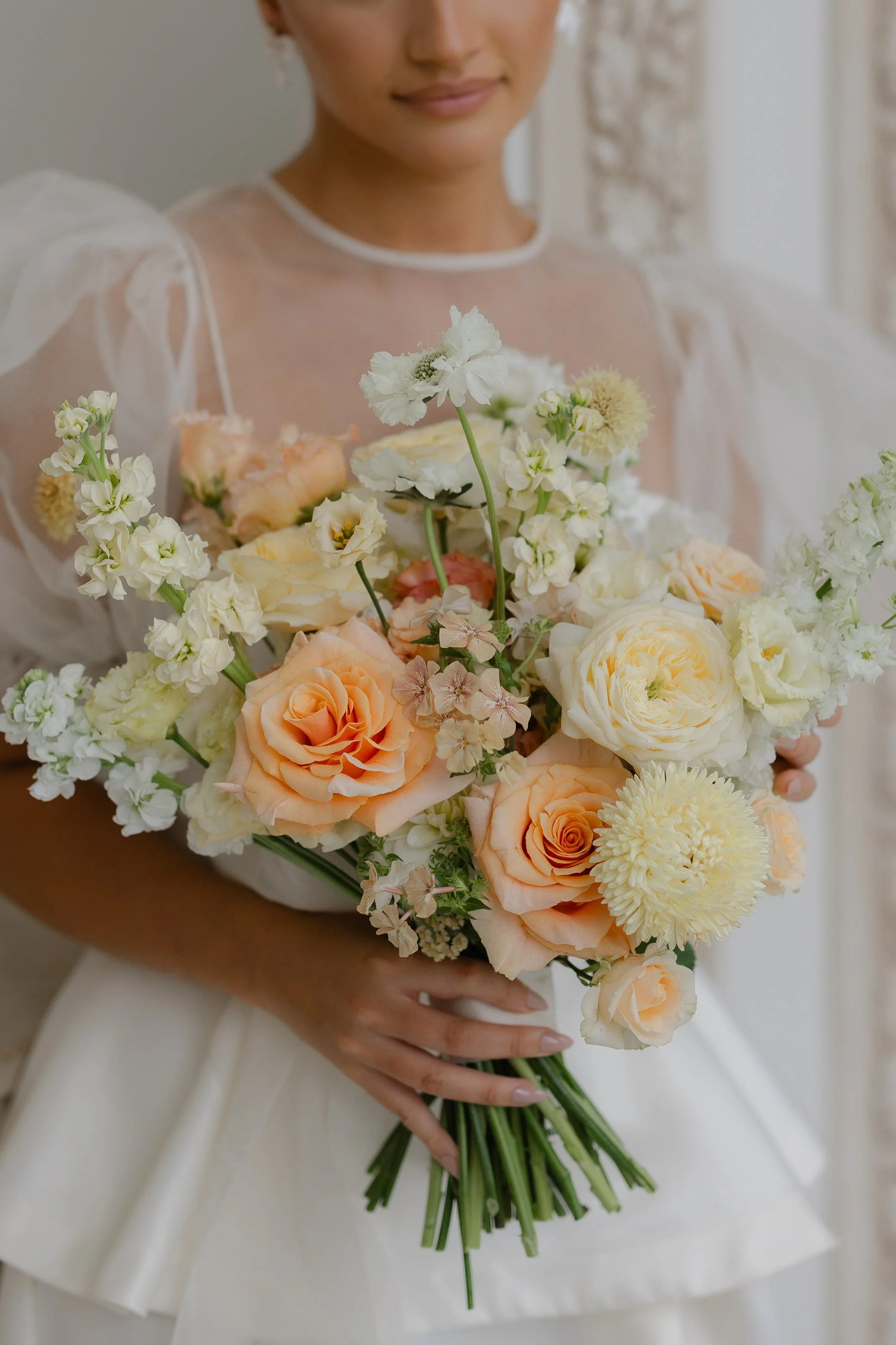 Soft peach Wedding Flowers - Surrey Wedding Florist - Froyle Park Wedding Flowers