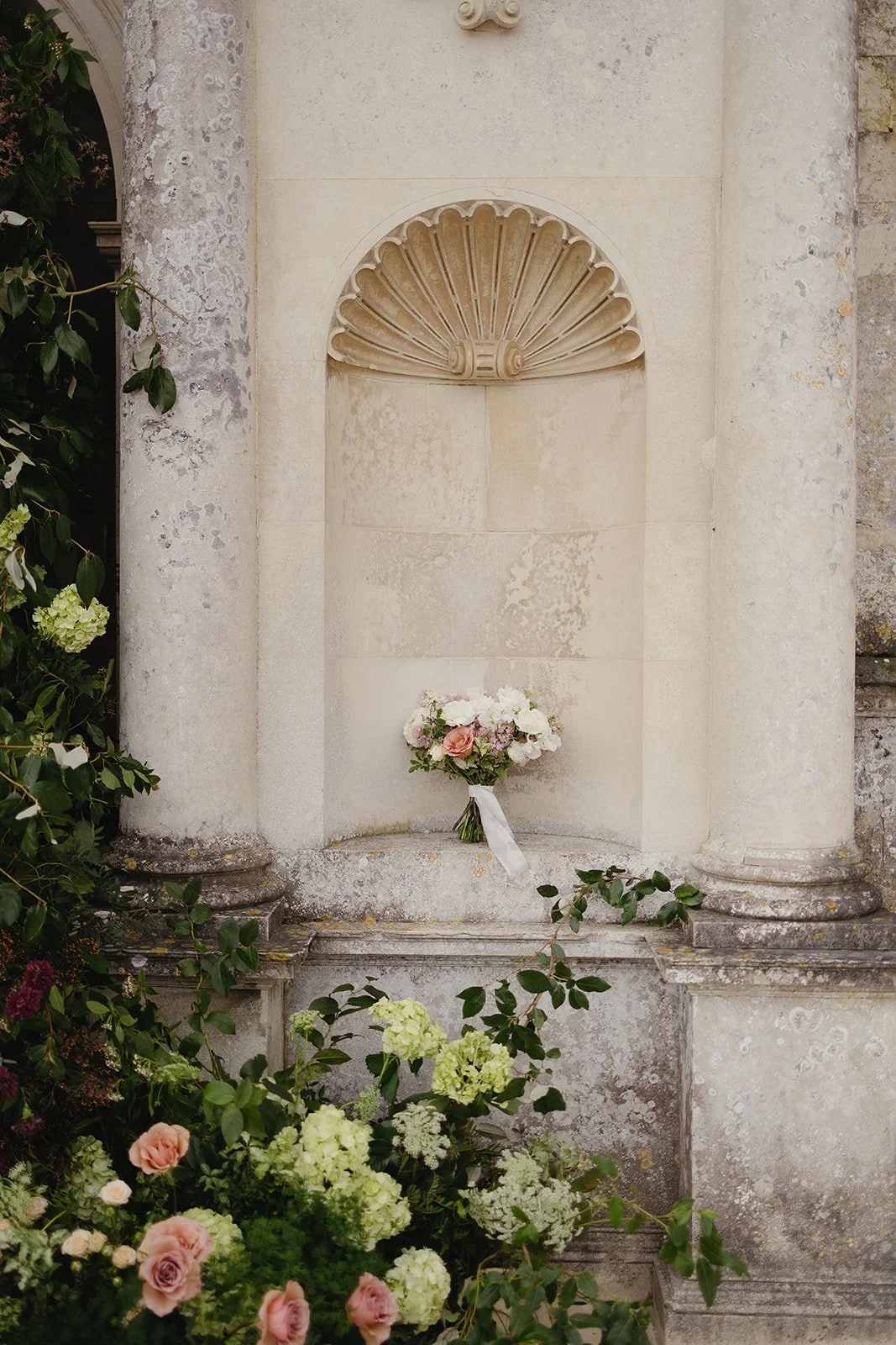 White and Pink Wedding Flowers - Dorset Wedding Florist - Lulworth Castle Wedding