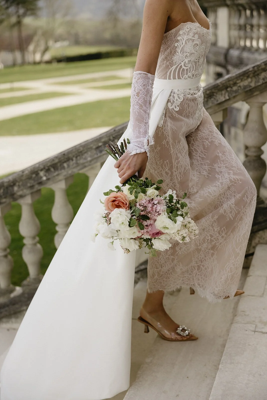 White and Pink Wedding Flowers - Dorset Wedding Florist - Lulworth Castle Wedding