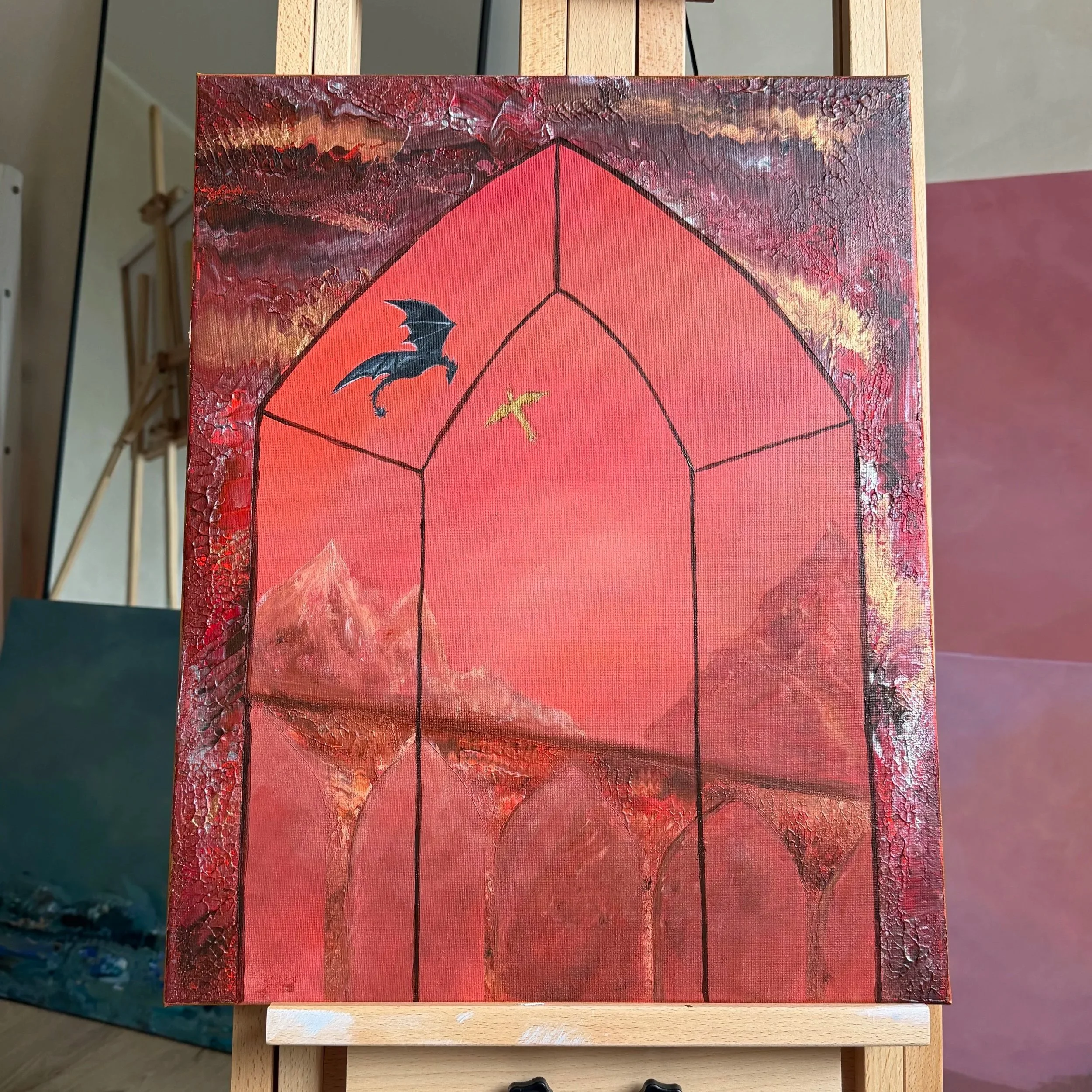 View from Basgiath I — Original Semi-Abstract Painting | Acrylic on Canvas | 50 × 40cm