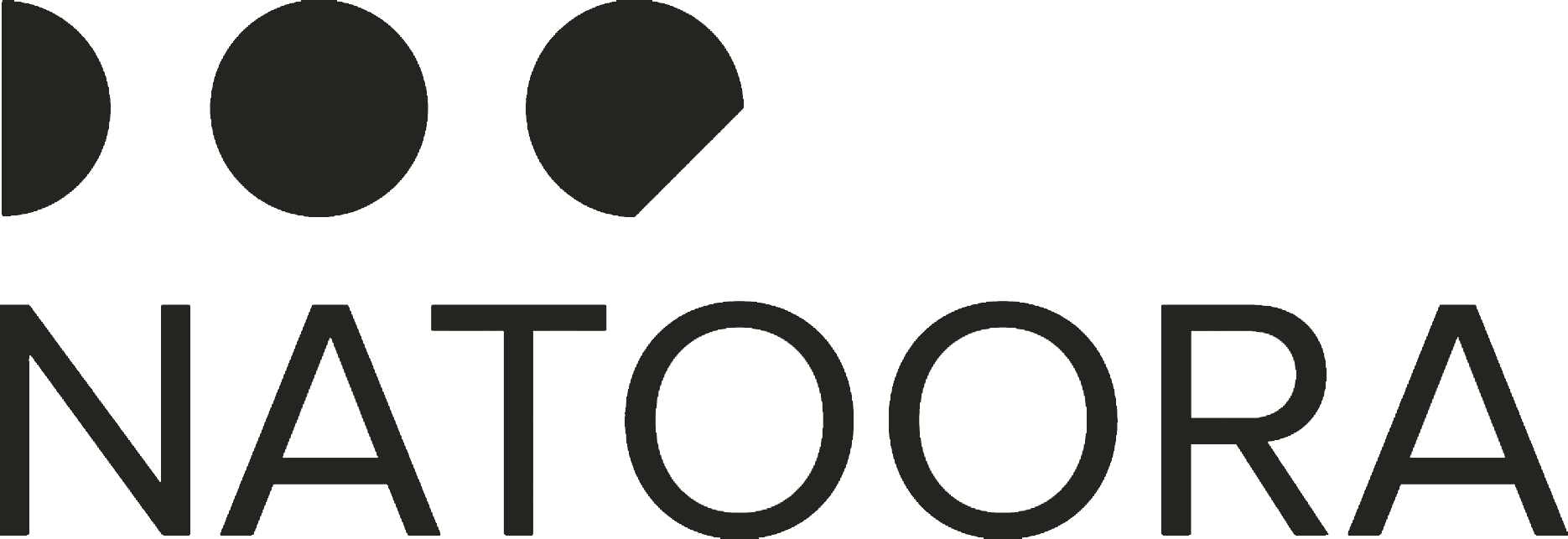 Logo of Natiivora with three black circles and the company name in black font