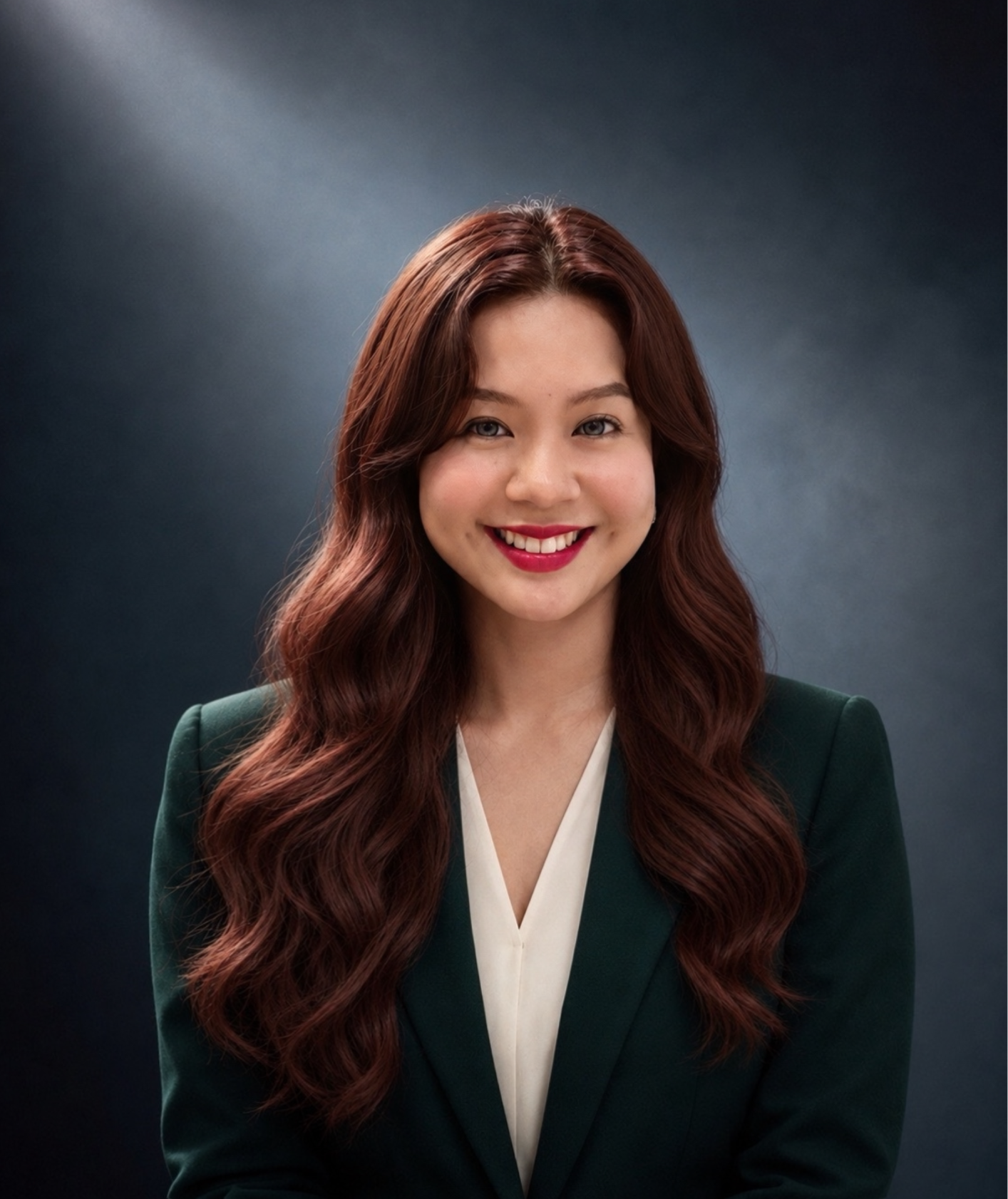 Accountant Offshore Inc. female leadership team member wearing a dark green blazer and cream blouse.
