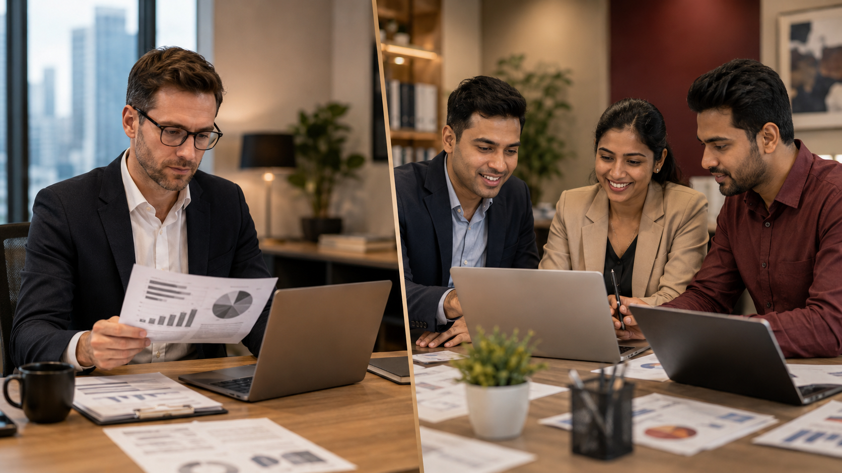 Accountant Offshore Inc. team reviewing financial reports with a US accounting client