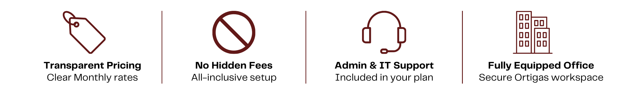 Icons representing an airport tag, no smoking sign, headset, and buildings inside a red rectangle.