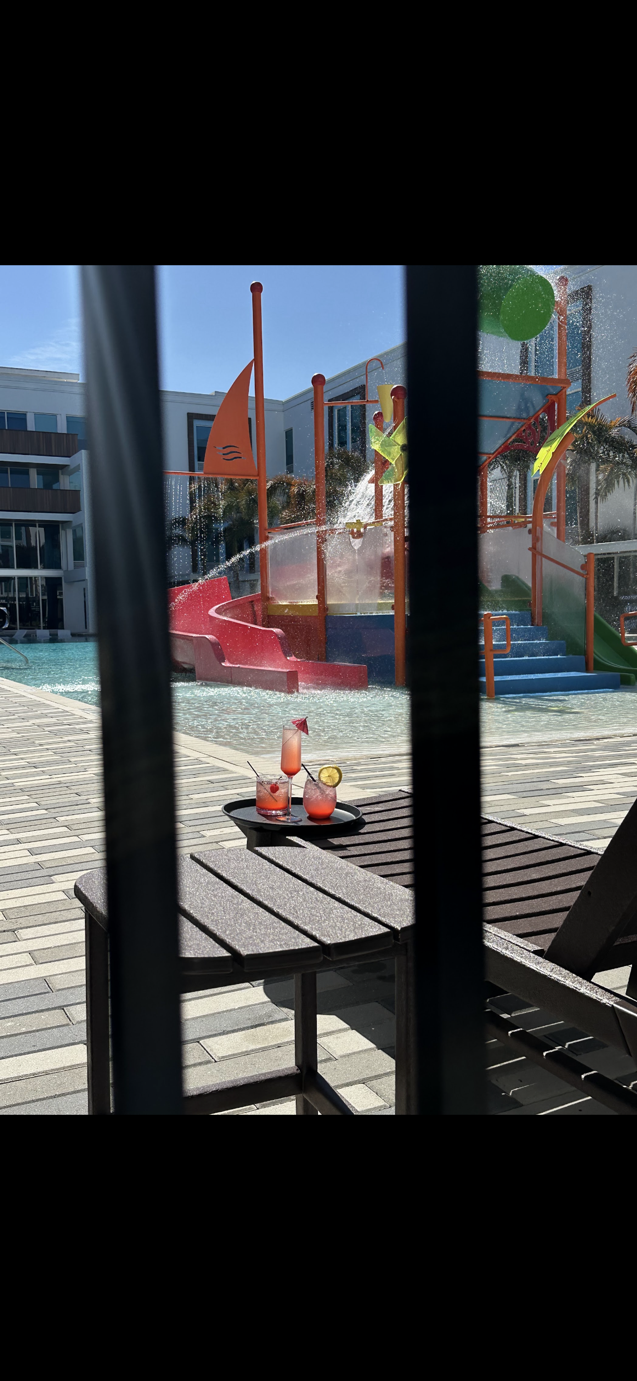 Luxury hospitality social media content featuring poolside cocktails at a Florida resort